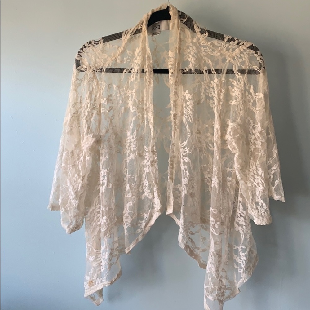 Lace drape front cardigan / bolero